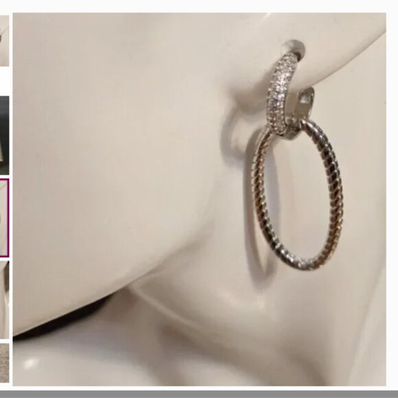 NWT Sterling Silver double dangling oval pendant earrings - Picture 2 of 7